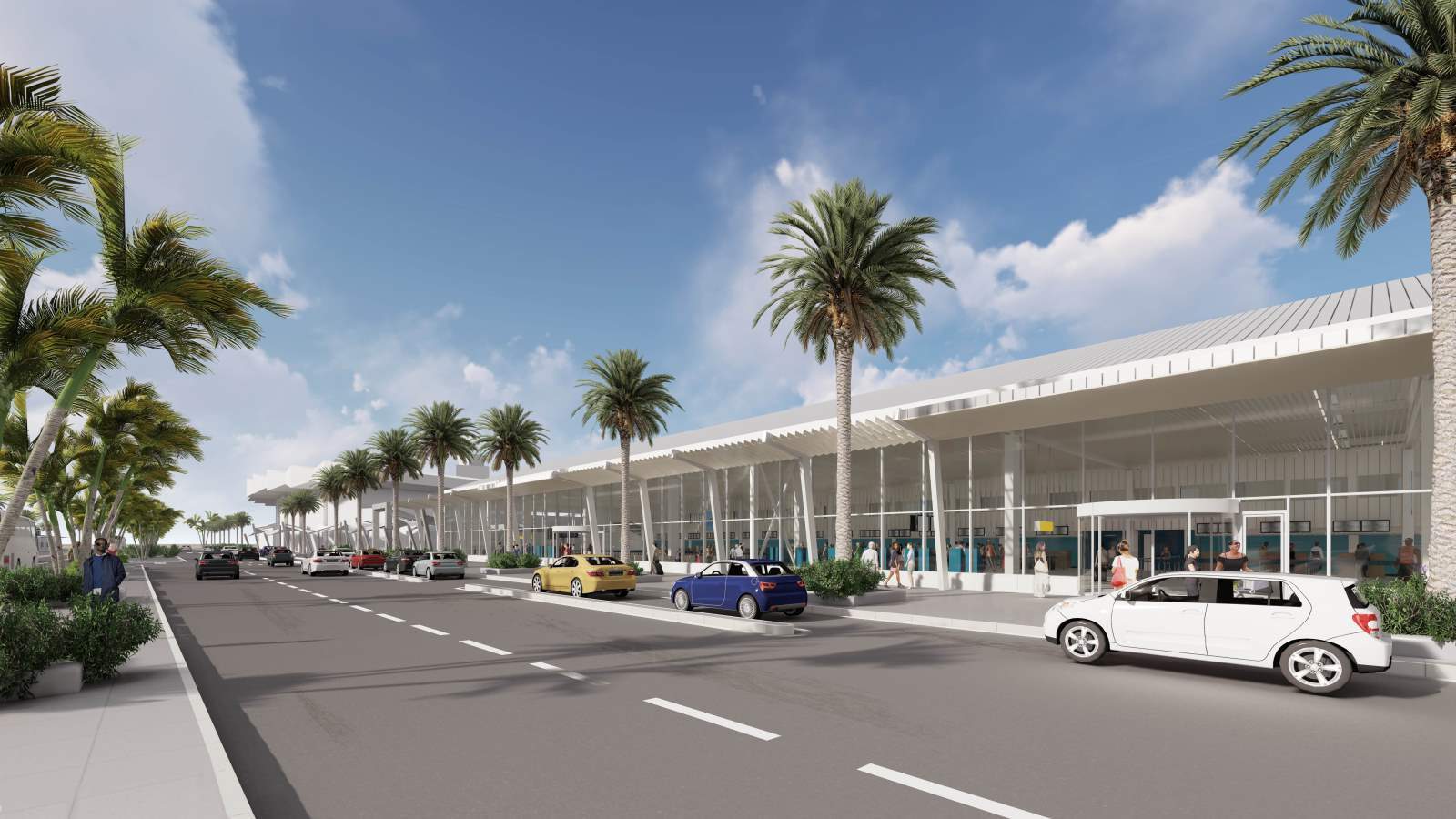 Render of the expansion airport terminal of the Queen Beatrix International Airport in Aruba